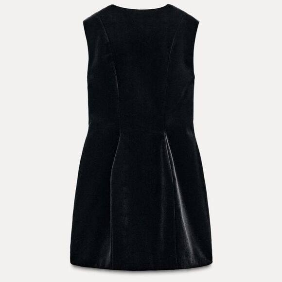 NWT ZARA PEPLUM VELVET DRESS ZW COLLECTION - Picture 7 of 12
